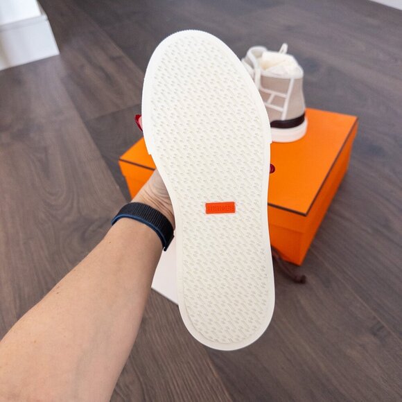 NEW Hermes Women's Get Up Sneakers Canvas Gray, Size EU 38 - Picture 9 of 11